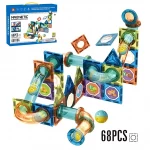 68-Piece Magnetic Building Blocks Set, Clear 3D Construction Tiles, STEM Educational Stacking Toy for Early Development, Age 3+ - Rs Toys