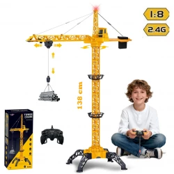 Jumbo Remote Control Tower Crane - 138 cm Tall, 6-Channel 2.4GHz RC Construction Crane with 680° Rotation & Lights, Age 3+