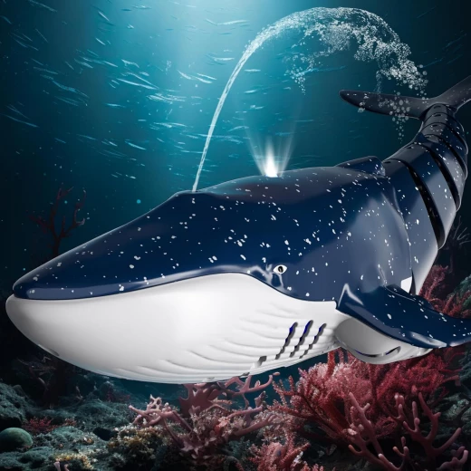 2.4GHz Remote Control Whale Shark Toys for Kids, 1:18 High Simulation RC Whale with Light & Water Spray, Dual Motors, Waterproof Remote, Rechargeable Electric Shark for Pool - Ages 6+ - Rs Toys - Image 6