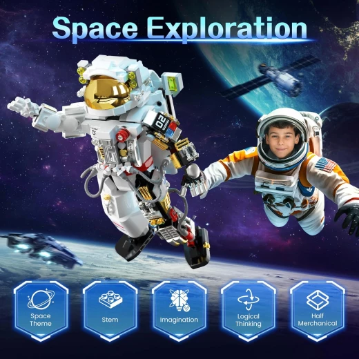 Mechanical Astronaut Building Blocks Set, Futuristic Space Robot with Articulated Joints, 756 Pieces, 3D Educational Construction Toy for Kids Age 6+ - Rs Toys - Image 2