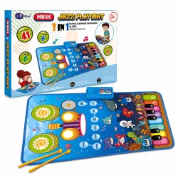 3-in-1 Interactive Educational Musical Play Mat 80 × 50 cm with Piano, Drums and Sea Creature Sounds for Children Ages 8 Months to 3 Years