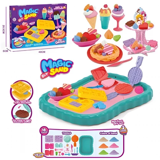 Magic Sand Chocolate Dessert Set - Kinetic Non-Toxic Sand with Food Molds, 2 Colors (500g), Creative DIY Play Kit for Kids 3+ Magic Sand Chocolate Dessert Set - Kinetic Non-Toxic Sand with Food Molds, 2 Colors (500g), Creative DIY Play Kit for Kids 3+