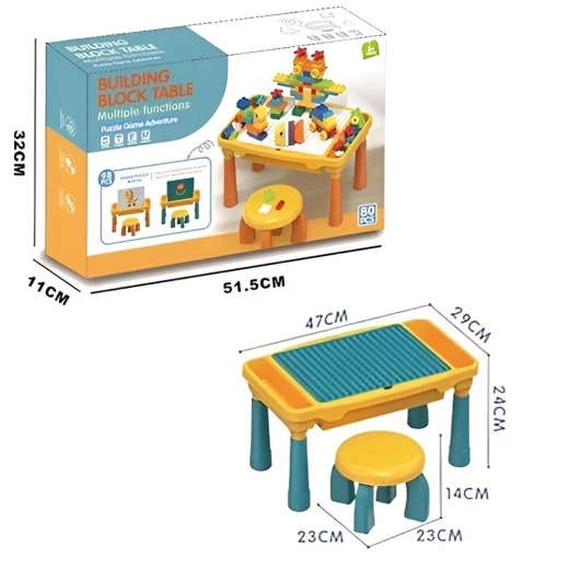 Kids Multi-Function Building Block Table - 94 PCS - STEM Educational Play Table with Marble Run & Storage - Rs Toys - Image 3