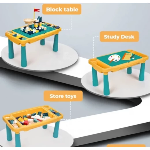 Kids Multi-Function Building Block Table - 94 PCS - STEM Educational Play Table with Marble Run & Storage - Rs Toys - Image 5