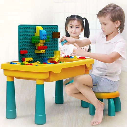 Kids Multi-Function Building Block Table - 94 PCS - STEM Educational Play Table with Marble Run & Storage - Rs Toys - Image 8