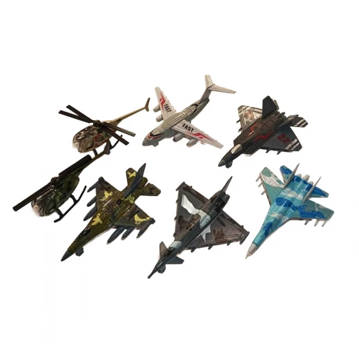 Die-Cast Military Aircraft & Helicopter Set - 8-Piece Metal Air Force Models for Kids Ages 3+ - Rs Toys - Image 3