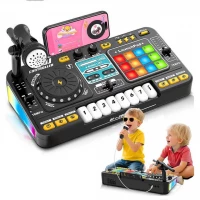 Kids DJ Mixer & Controller with Adjustable Microphone, LED Lights, Bluetooth & Programming Mode – Black (881-RS)