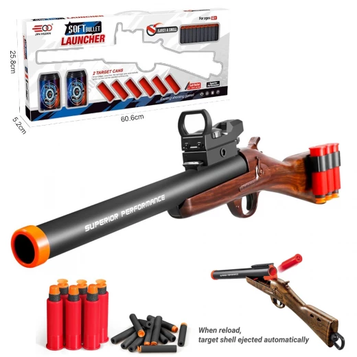 Long Single Barrel Shotgun Foam Blaster with Ejecting Shell & Soft Bullets - Realistic Toy Model- Suitable for Ages 8+ Long Single Barrel Shotgun Foam Blaster with Ejecting Shell & Soft Bullets - Realistic Toy Model- Suitable for Ages 8+