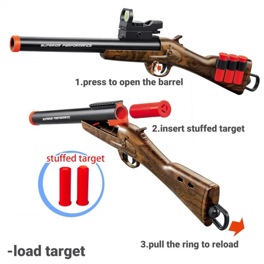 Long Single Barrel Shotgun Foam Blaster with Ejecting Shell & Soft Bullets - Realistic Toy Model- Suitable for Ages 8+ - Rs Toys - Image 3