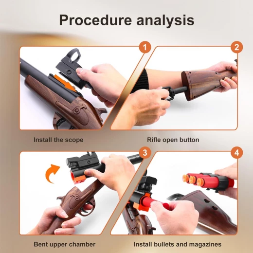 Long Single Barrel Shotgun Foam Blaster with Ejecting Shell & Soft Bullets - Realistic Toy Model- Suitable for Ages 8+ - Rs Toys - Image 5