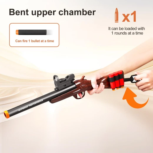 Long Single Barrel Shotgun Foam Blaster with Ejecting Shell & Soft Bullets - Realistic Toy Model- Suitable for Ages 8+ - Rs Toys - Image 8