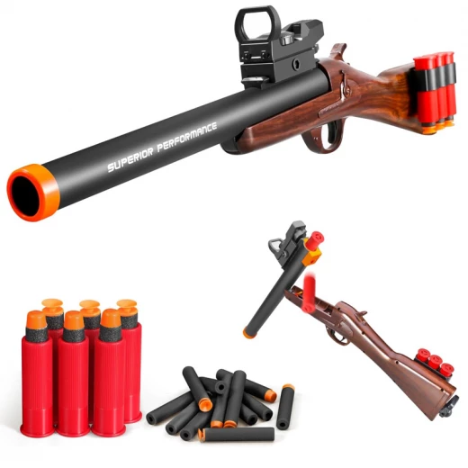 Long Single Barrel Shotgun Foam Blaster with Ejecting Shell & Soft Bullets - Realistic Toy Model- Suitable for Ages 8+ - Rs Toys - Image 9