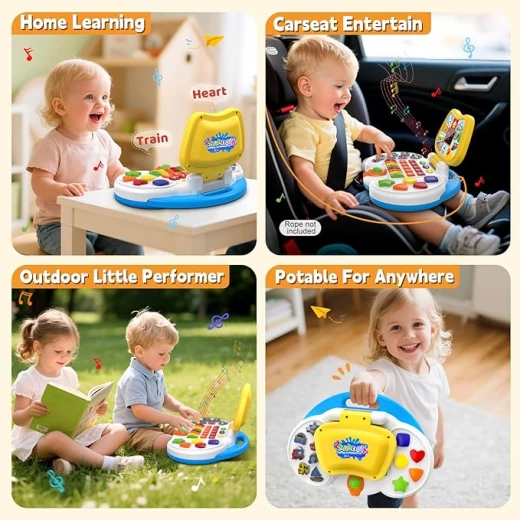 Interactive Laptop for Toddlers with Animated Screen: Teach Letters, Numbers, Colors, and Music for 1-4 Year Olds - Rs Toys - Image 5