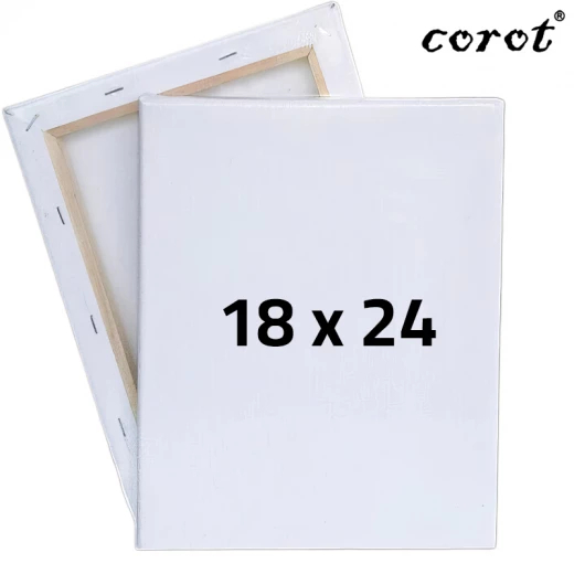 Corot Stretched Canvas Board 280 gram Size 18 x 24 cm, Medium Grain, Made of 100% Cotton with gesso layer , Adopts high-quality pine as a frame Corot Stretched Canvas Board 280 gram Size 18 x 24 cm, Medium Grain, Made of 100% Cotton with gesso layer , Adopts high-quality pine as a frame