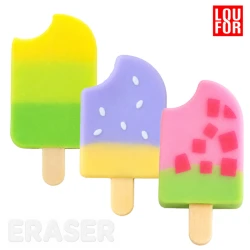 LOUFOR Cute Ice Cream-Shaped PVC Pencil Eraser, Non-Toxic Novelty Stationery for Kids and Students, 6 cm, Available in 3 Colors – 1 Pcs  (XY526)