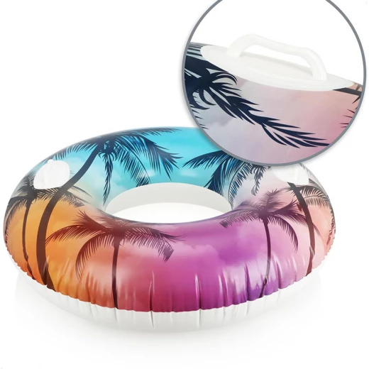 Intex Inflatable Swim Ring with Tropical Palm Tree or Colorful Feather Design and Handles – 97cm Diameter – Supports up to 80kg – Age 9+ - Intex - Image 3