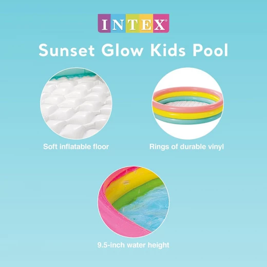 Intex Sunset Glow Inflatable Kids Pool – Multicolor Swimming Pool with Inflatable Floor & 3 Air Rings – 147 × 33 cm – Suitable for Ages 2+ - Intex - Image 4