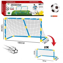 Kids Football Goal Field 180cm – 2-in-1 Indoor & Outdoor Soccer Set (Convertible into Two 90cm Goals) with Net, Ball & Pump for Active Family Fun and Skill Development for Kids Aged 3+