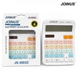 JOINUS Solar & Battery Operated Calculator with 12-Digit Large LCD Display & Buttons for School, Home, and Office - Random Color (JS-3003-RS)