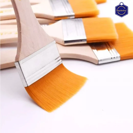 Keep Smiling - Wide and thin nylon bristle brush set with comfortable wooden handles for basic gesso painting - 3 brush pack (Q59-8) - Rs Toys - Image 4