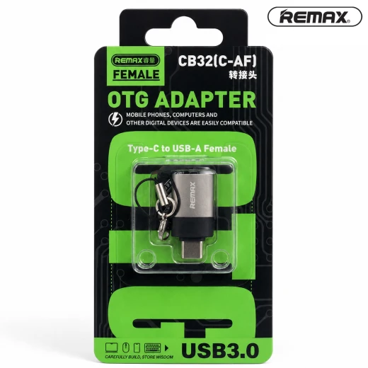 REMAX Type-C to USB-A Female OTG Adapter with USB 3.0 5Gbps Data Transfer 30W Power Support Aluminum Alloy Compact Converter for Smartphones Tablets and Laptops CB32 (C-AF) - Rs Toys - Image 2