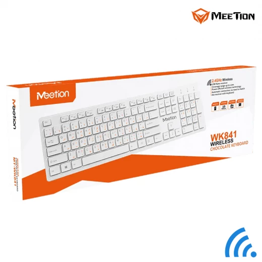 Meetion WIRELESS 2.4GHZ USB Ultra-Thin Chocolate Wireless Keyboard Adopts Ergonomic Design (MT-WK841-RS) Meetion WIRELESS 2.4GHZ USB Ultra-Thin Chocolate Wireless Keyboard Adopts Ergonomic Design (MT-WK841-RS)