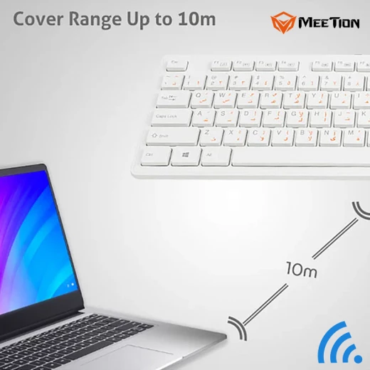 Meetion WIRELESS 2.4GHZ USB Ultra-Thin Chocolate Wireless Keyboard Adopts Ergonomic Design (MT-WK841-RS) - Meetion - Image 3