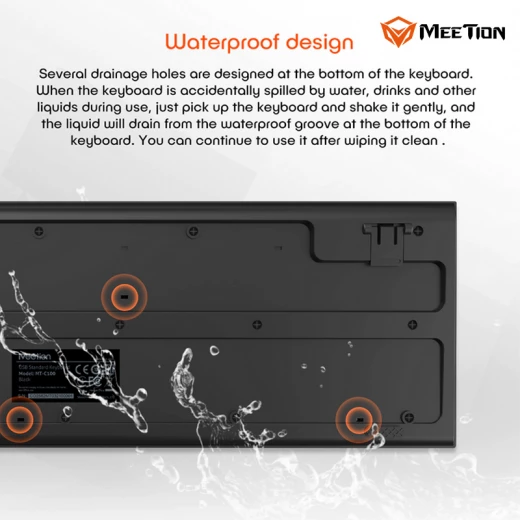 MeeTion MT-C100-RS Wired USB Keyboard & Mouse Combo – Ergonomic Design, Silent Keys, 1000 DPI Optical Mouse, Full-Size Keyboard, Plug & Play - Meetion - Image 5