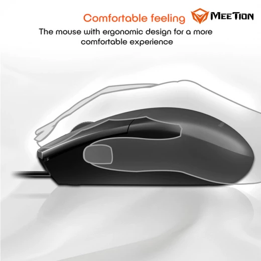 MeeTion MT-C100-RS Wired USB Keyboard & Mouse Combo – Ergonomic Design, Silent Keys, 1000 DPI Optical Mouse, Full-Size Keyboard, Plug & Play - Meetion - Image 3
