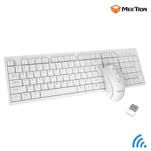 MeeTion Computer Wireless Keyboard and Mouse Bundle -White Arabic , English Layout Language (MT-C4120-RS) - Meetion - Image 2