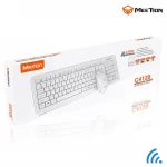 MeeTion Computer Wireless Keyboard and Mouse Bundle -White Arabic , English Layout Language (MT-C4120-RS) - Meetion
