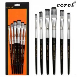 Corot Pain Brushes 6 Pcs of Flat Brushes, Suitable For Broad Coverage, Premium Nylon Bristles with Excellent Softness, Toughness (KLNLHB0103)