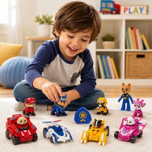 PAW Patrol 10-in-1 Figures & Vehicles Playset with 5 Characters, 4 Cars and Badge Shield – Ages 3+ - Rs Toys - Image 6