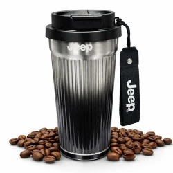 Jeep 550 ml Stainless Steel Thermos with 316 Stainless Steel Inner Liner, Double-Wall Thermal Insulation, Leak-Resistant Dual Drinking Lid, Reusable Straw and Carry Handle for Hot and Cold Beverages (P950NAV558-RS)