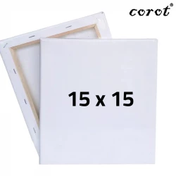 لوح كانفس مشدود من كوروت، مقاس 15 × 15 سم، وزن 280 غرام، بحبيبات متوسطة، مصنوع من القطن 100% مع طبقة جيسو تحضيرية، وإطار من خشب الصنوبر عالي الجودة.