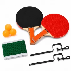 طقم تنس طاولة (بينج بونج) متكامل – مضربان، 3 كرات، شبكة قابلة للتعديل مع حاملين للشبكة – للعب العائلي والترفيهي – +6 سنوات