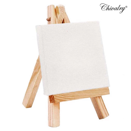 Chivalry Canvas Board 280 gram With Wood Easel Stand Size 15 x 15 cm , 100 % Cotton Medium Grain , Acrylic Triple Gesso Primed - Rs Toys - Image 3