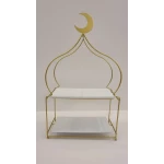 حامل تقديم رمضاني, ذهبي و أبيض اللون مع تصميم هلال أنيق - منزل