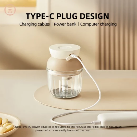 Manzil Mini Rechargeable Glass Blender – 300ml Portable Mixer (Beige color) - Manzil - Image 3
