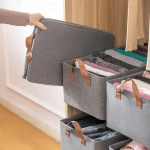 Foldable Fabric Storage Basket with Handles – Closet & Drawer Organizer- Manzil - Manzil