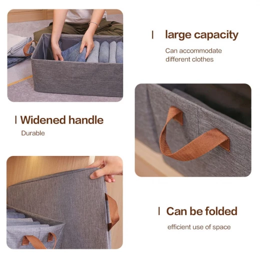 Foldable Fabric Storage Basket with Handles – Closet & Drawer Organizer- Manzil - Manzil - Image 3