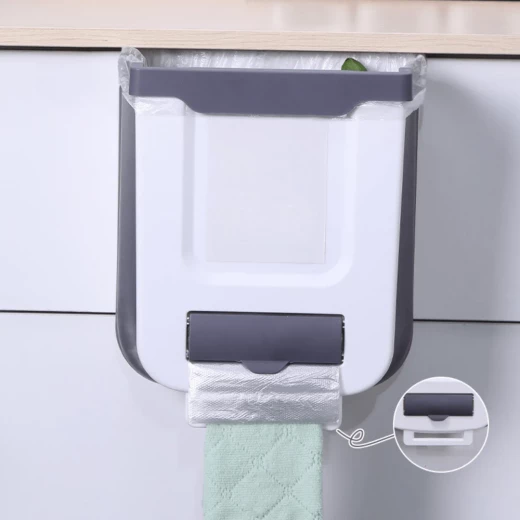Space-Saving Foldable Hanging Garbage Bin with Bag Holder- Manzil - Manzil - Image 2