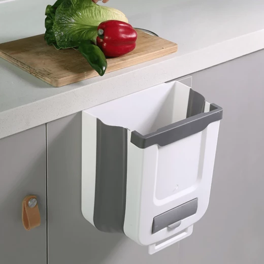 Space-Saving Foldable Hanging Garbage Bin with Bag Holder- Manzil Space-Saving Foldable Hanging Garbage Bin with Bag Holder- Manzil