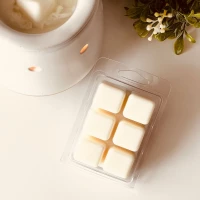 Abeer Soap Melted Wax Cubes Made of Natural Soy Wax with Amber and Lavender Scent, 6 Cubes, White