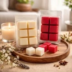 مكعبات واكس ميلت من شمع الصويا الطبيعي بعطر السدر والزعفران – 6 مكعبات – لون أحمر