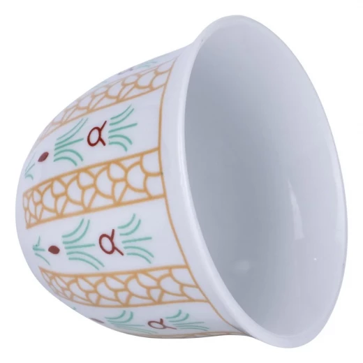 CMP Arabic Coffee Cup Set, 100ml White with yellow motifs Porcelain, Traditional Palm Leaf Design, Elegant & Durable for Daily Use - Cmp - Image 3