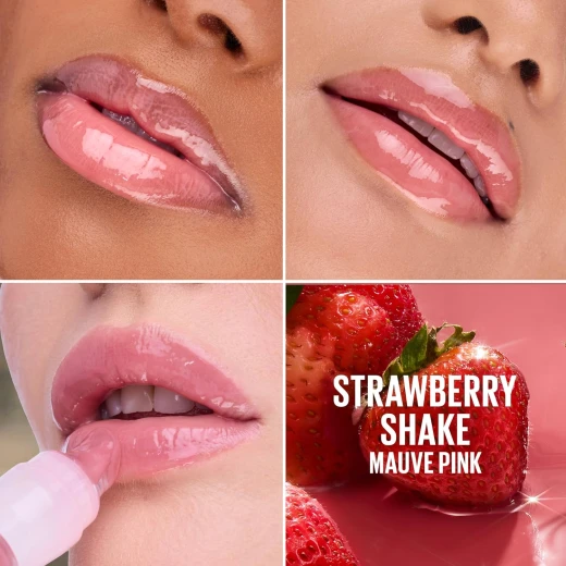 Maybelline Lifter Oil-in-Gel Lip Gloss Strawberry Shake – Hydrating Tinted Lip Gloss & Lip Balm with Hyaluronic Acid and Passionfruit Oil – Glassy Bouncy Shine, Mauve Pink - Maybelline - Image 2
