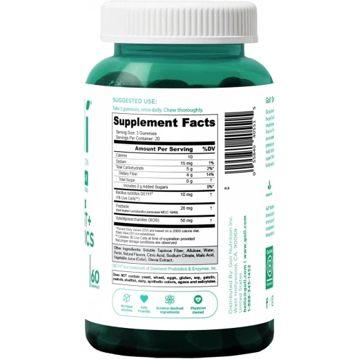 Goli Zero Sugar Pre Pro Postbiotic Gummies - Worlds First 3-in-1 with DE111, XOS, MCC1849 - No Sugar Alcohols - Vegan, Keto-Friendly, Non-GMO - Goli - Image 2