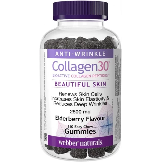 Webber Naturals Collagen30 Anti-Wrinkle Gummy, 2,500mg of Bioactive Collagen Peptides Per Serving, 110 Gummies, Helps Reduce Deep Wrinkles, Fine Lines & Stimulates Skin Cells Webber Naturals Collagen30 Anti-Wrinkle Gummy, 2,500mg of Bioactive Collagen Peptides Per Serving, 110 Gummies, Helps Reduce Deep Wrinkles, Fine Lines & Stimulates Skin Cells