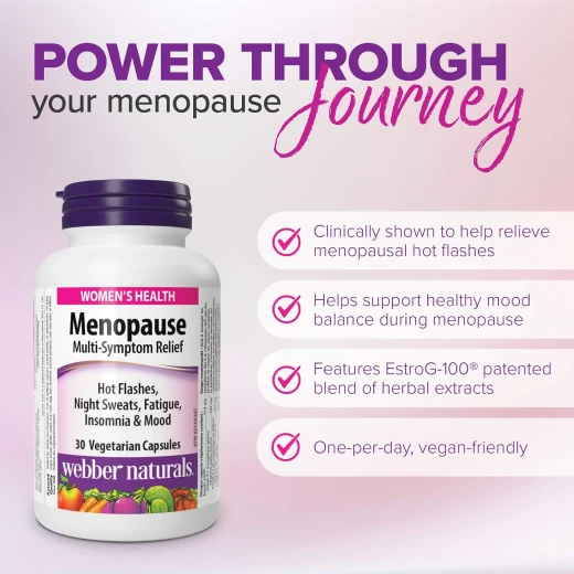 Webber Naturals Menopause Multi-Symptom Relief – 30 Vegetarian Capsules – Hormone-Free EstroG-100® Herbal Formula for Menopause Symptom & Mood Support - Webber Naturals - Image 2